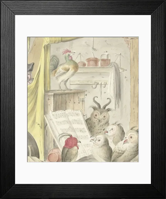 Framed Print : Interior with bird concert, 1620-1715. Creator: Cornelis Saftleven Framed Print : Interior with bird concert, 1620-1715. Creator: Cornelis Saftleven