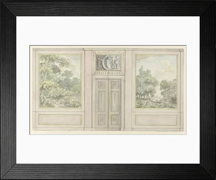 Framed Print : Design for room wall with two variants for the upper door piece, c.1752-c.1819. Creator: Juriaan Andriessen Framed Print : Design for room wall with two variants for the upper door piece, c.1752-c.1819. Creator: Juriaan Andriessen