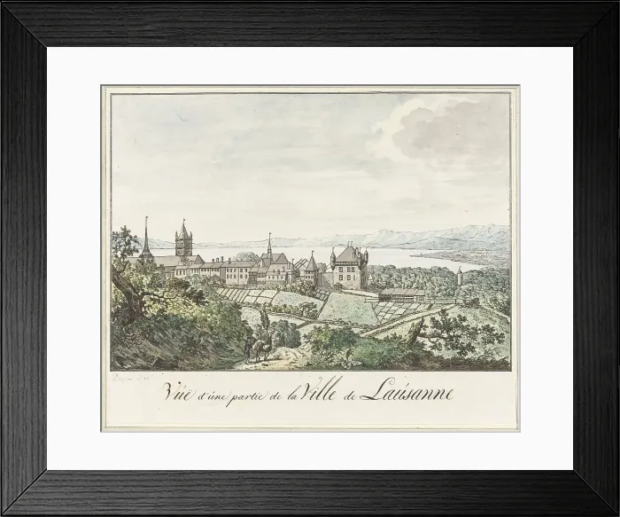 Framed Print : View of the Cathedral of Lausanne and Lake Geneva, 1771-1817. Creator: Daniel Dupré Framed Print : View of the Cathedral of Lausanne and Lake Geneva, 1771-1817. Creator: Daniel Dupré
