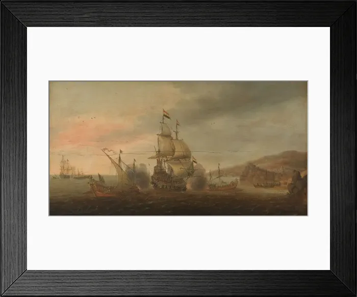 Framed Print : Naval Battle between Dutch Men-of-War and Spanish Galleys, c.1633-c.1650. Creator: Cornelis Boel Framed Print : Naval Battle between Dutch Men-of-War and Spanish Galleys, c.1633-c.1650. Creator: Cornelis Boel