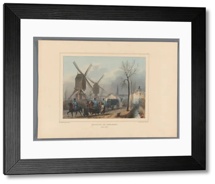 Framed Print : Mills of Berchem, 1832, (1833). Creator: Auguste Raffet Framed Print : Mills of Berchem, 1832, (1833). Creator: Auguste Raffet