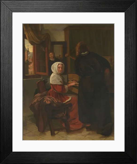 Framed Print : Pair Making Music, 1650-1710. Creator: Unknown Framed Print : Pair Making Music, 1650-1710. Creator: Unknown
