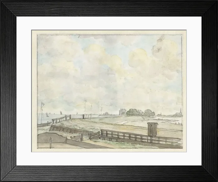 Framed Print : View of dyke outside Amsterdam, 1785. Creator: Juriaan Andriessen Framed Print : View of dyke outside Amsterdam, 1785. Creator: Juriaan Andriessen