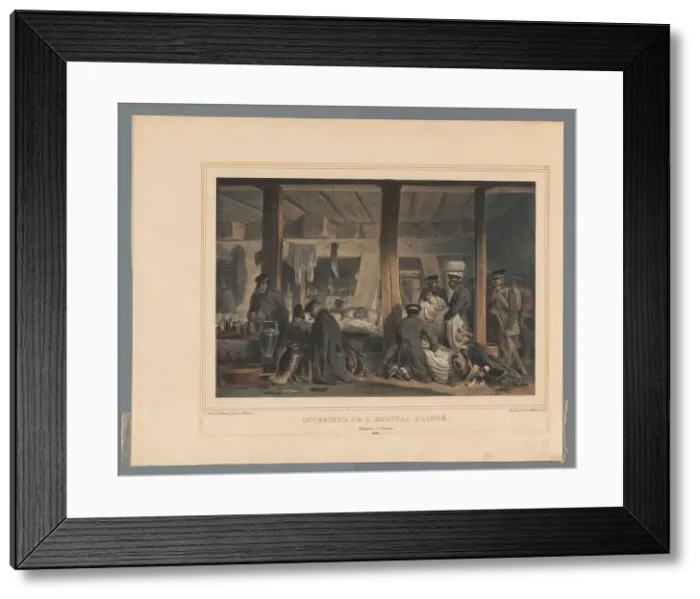 Framed Print : Inside of the shell-proof field hospital in the citadel of Antwerp, 1832, (1833). Creator: Auguste Raffet Framed Print : Inside of the shell-proof field hospital in the citadel of Antwerp, 1832, (1833). Creator: Auguste Raffet