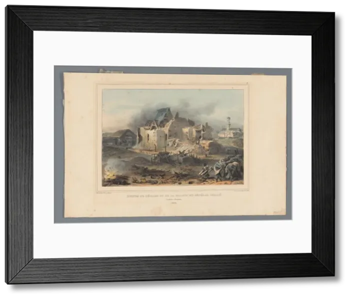 Framed Print : Ruins of the Church and the House of General Chassé, 1832, (1833). Creator: Auguste Raffet Framed Print : Ruins of the Church and the House of General Chassé, 1832, (1833). Creator: Auguste Raffet