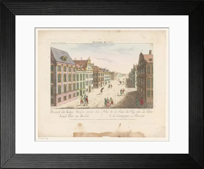 Framed Print : View of King Street in Boston, 1755-1779. Creator: Franz Xavier Habermann Framed Print : View of King Street in Boston, 1755-1779. Creator: Franz Xavier Habermann