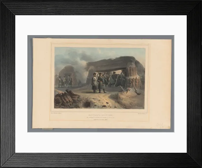 Framed Print : Armoured battery, 1832, (1833). Creator: Auguste Raffet Framed Print : Armoured battery, 1832, (1833). Creator: Auguste Raffet