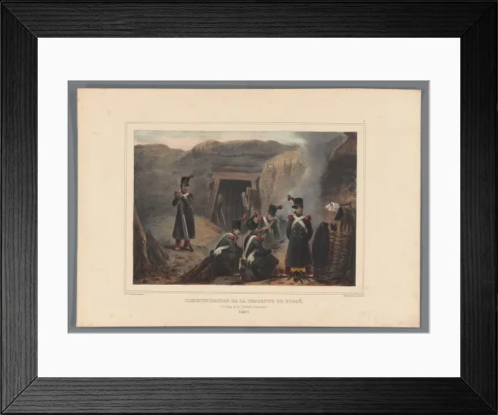 Framed Print : Soldiers at a mineshaft, 1832, (1833). Creator: Auguste Raffet Framed Print : Soldiers at a mineshaft, 1832, (1833). Creator: Auguste Raffet