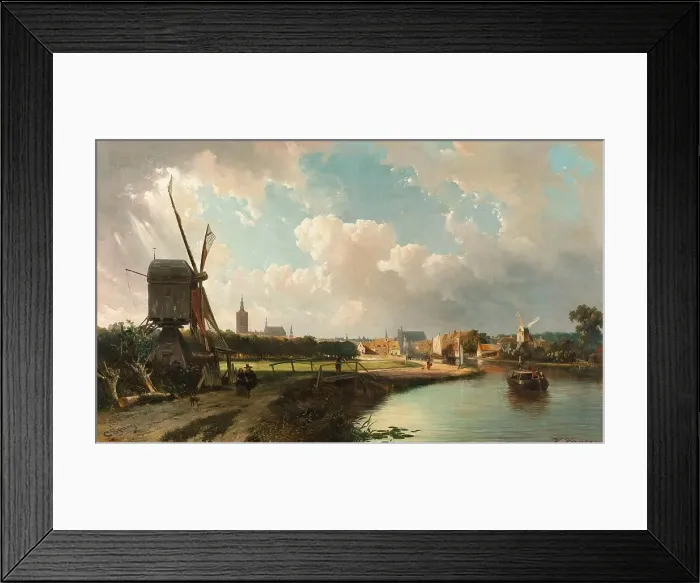 Framed Print : View of The Hague from the Delftse Vaart in the Seventeenth Century, 1852. Creator: Cornelis Springer Framed Print : View of The Hague from the Delftse Vaart in the Seventeenth Century, 1852. Creator: Cornelis Springer