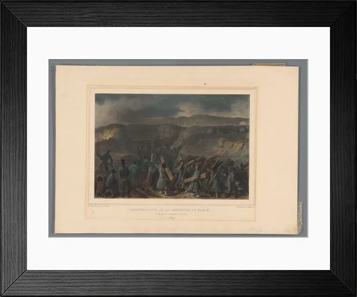 Framed Print : Building the pithead, 1832, (1833). Creator: Auguste Raffet Framed Print : Building the pithead, 1832, (1833). Creator: Auguste Raffet