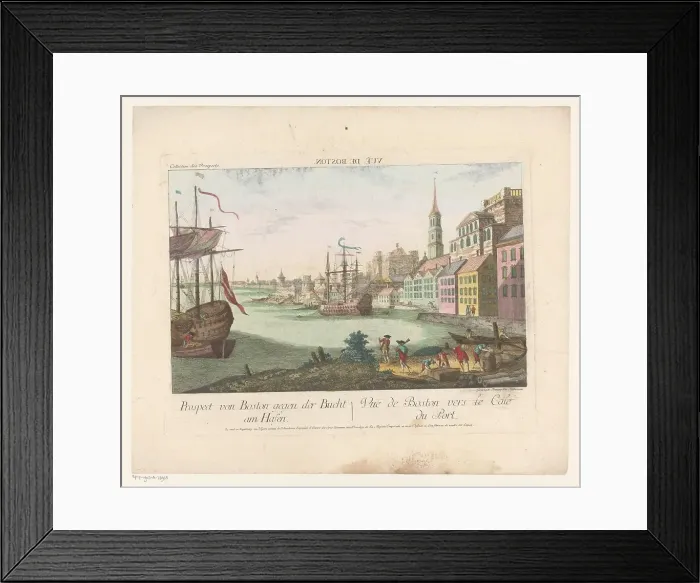 Framed Print : View of the harbor in Boston, 1755-1779. Creator: Franz Xavier Habermann Framed Print : View of the harbor in Boston, 1755-1779. Creator: Franz Xavier Habermann