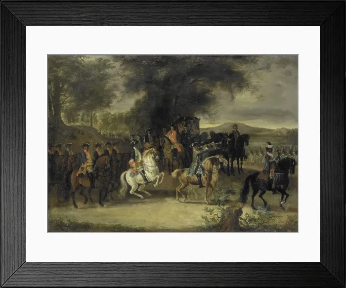 Framed Print : Inspection of a Cavalry Regiment, perhaps by William of Hesse-Homburg, 1742. Creator: Cornelis Troost Framed Print : Inspection of a Cavalry Regiment, perhaps by William of Hesse-Homburg, 1742. Creator: Cornelis Troost