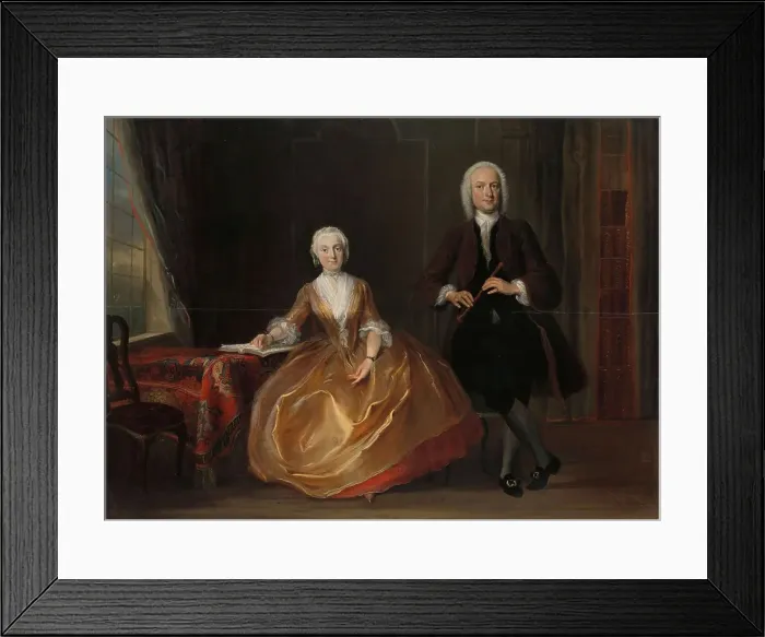 Framed Print : A Couple Making Music, 1743. Creator: Cornelis Troost Framed Print : A Couple Making Music, 1743. Creator: Cornelis Troost
