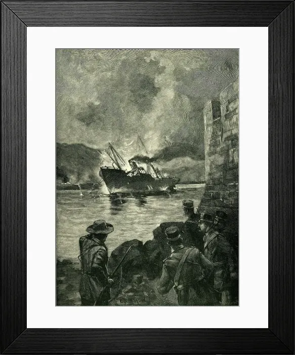 Framed Print : The Spanish-American War: The Sinking of the Merrimac, 1898, (c1900). Creator: Unknown Framed Print : The Spanish-American War: The Sinking of the Merrimac, 1898, (c1900). Creator: Unknown
