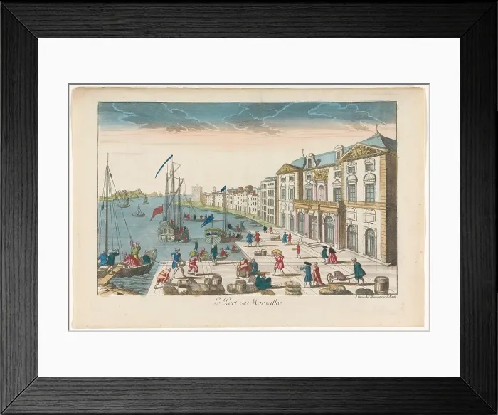 Framed Print : View of the Town Hall and the harbor in Marseille, 1745-1775. Creator: Anon Framed Print : View of the Town Hall and the harbor in Marseille, 1745-1775. Creator: Anon