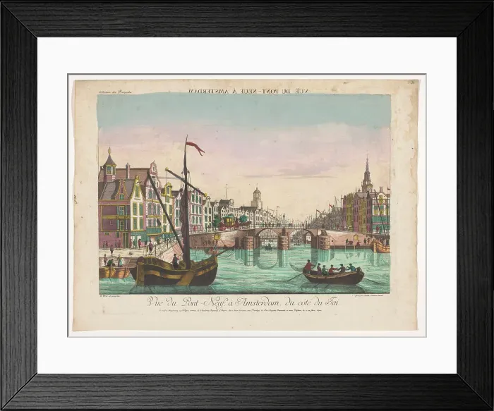 Framed Print : View of the new bridge over the Amstel in Amsterdam, 1755-1779. Creator: Johann Friedrich Leizelt Framed Print : View of the new bridge over the Amstel in Amsterdam, 1755-1779. Creator: Johann Friedrich Leizelt