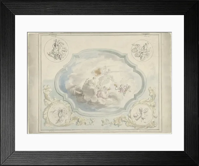 Framed Print : Design for a ceiling painting with Charitas and Pax, 1715-1798. Creator: Dionys van Nijmegen Framed Print : Design for a ceiling painting with Charitas and Pax, 1715-1798. Creator: Dionys van Nijmegen