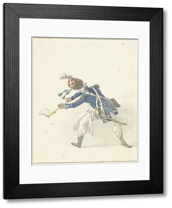 Framed Print : Soldier, waving with an ax, 1758-1805. Creator: Dirk Langendijk Framed Print : Soldier, waving with an ax, 1758-1805. Creator: Dirk Langendijk