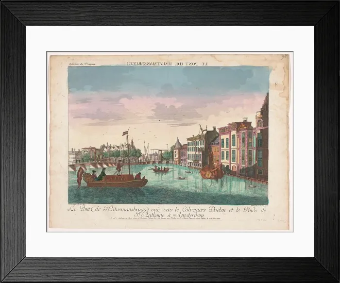 Framed Print : View of the Halvemaansbrug over the Amstel in Amsterdam, 1755-1779. Creator: Johann Friedrich Leizelt Framed Print : View of the Halvemaansbrug over the Amstel in Amsterdam, 1755-1779. Creator: Johann Friedrich Leizelt