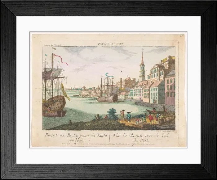 Framed Print : View of the harbour in Boston, 1755-1779. Creator: Franz Xavier Habermann Framed Print : View of the harbour in Boston, 1755-1779. Creator: Franz Xavier Habermann