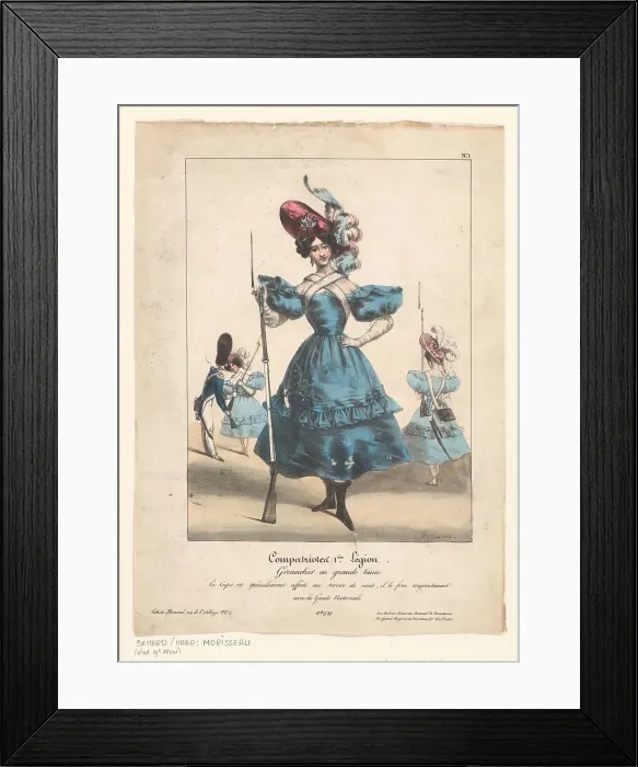 Framed Print : Fantasy uniform and armament for female grenadier, 1831. Creator: E. Morisseau Framed Print : Fantasy uniform and armament for female grenadier, 1831. Creator: E. Morisseau