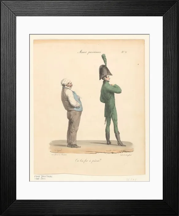 Framed Print : Parisian customs: Are you pleased with yourself?, 1825. Creator: Edme Jean Pigal Framed Print : Parisian customs: Are you pleased with yourself?, 1825. Creator: Edme Jean Pigal