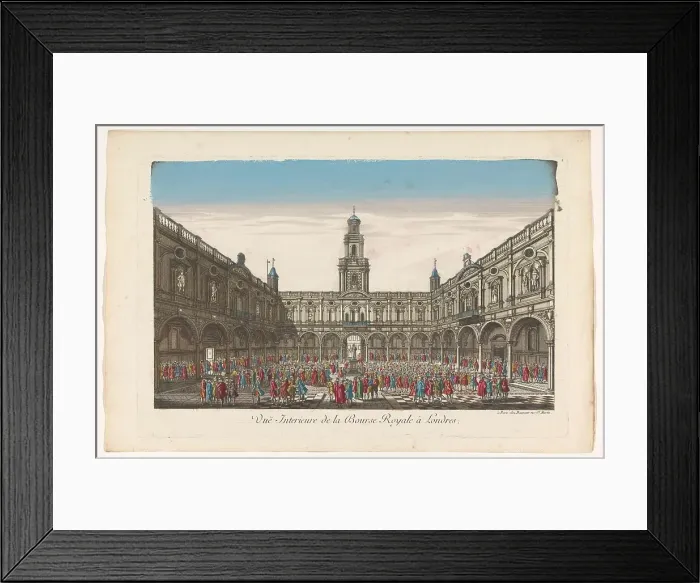 Framed Print : View of the interior of the Royal Exchange in London, 1745-1775. Creator: Unknown Framed Print : View of the interior of the Royal Exchange in London, 1745-1775. Creator: Unknown