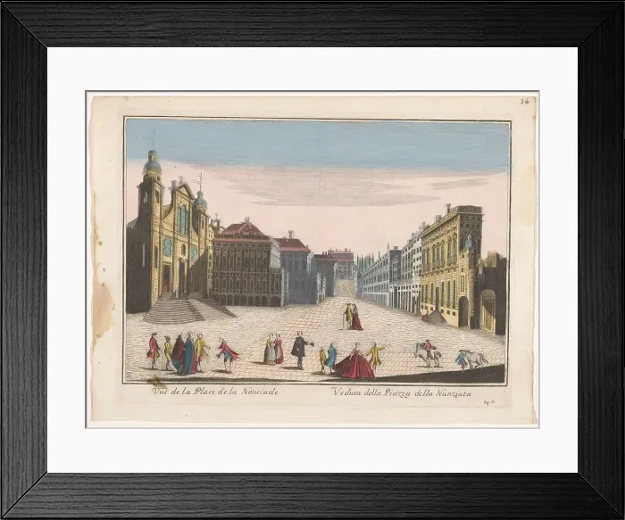 Framed Print : View of the Piazza della Nunziata in Genoa, 1700-1799. Creator: Unknown Framed Print : View of the Piazza della Nunziata in Genoa, 1700-1799. Creator: Unknown