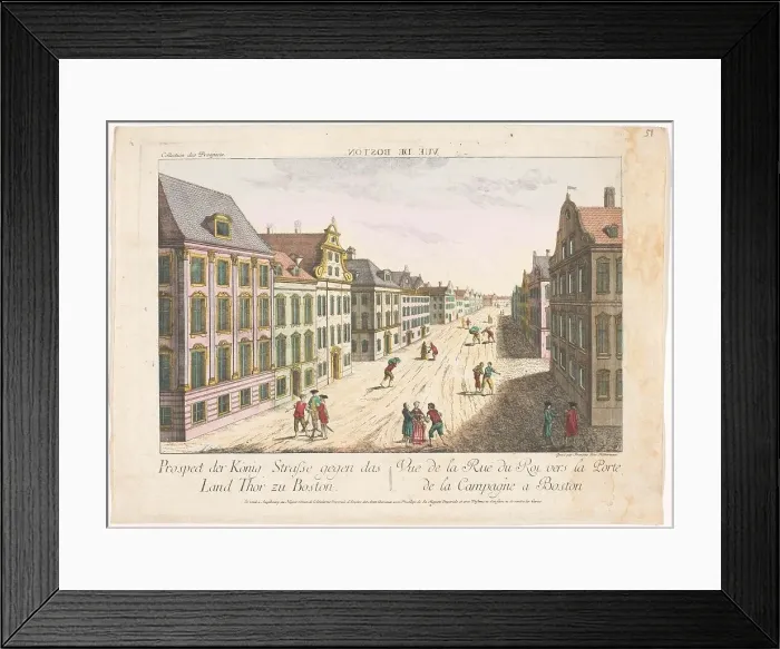 Framed Print : View of King Street in Boston, 1755-1779. Creator: Franz Xavier Habermann Framed Print : View of King Street in Boston, 1755-1779. Creator: Franz Xavier Habermann