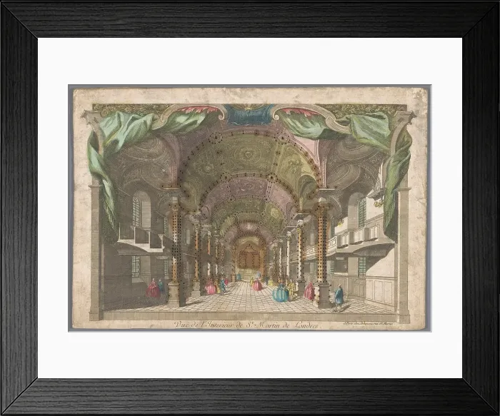 Framed Print : View of the interior of the Saint Martin-in-the-Fields church in London, 1745-1775. Creator: Unknown Framed Print : View of the interior of the Saint Martin-in-the-Fields church in London, 1745-1775. Creator: Unknown