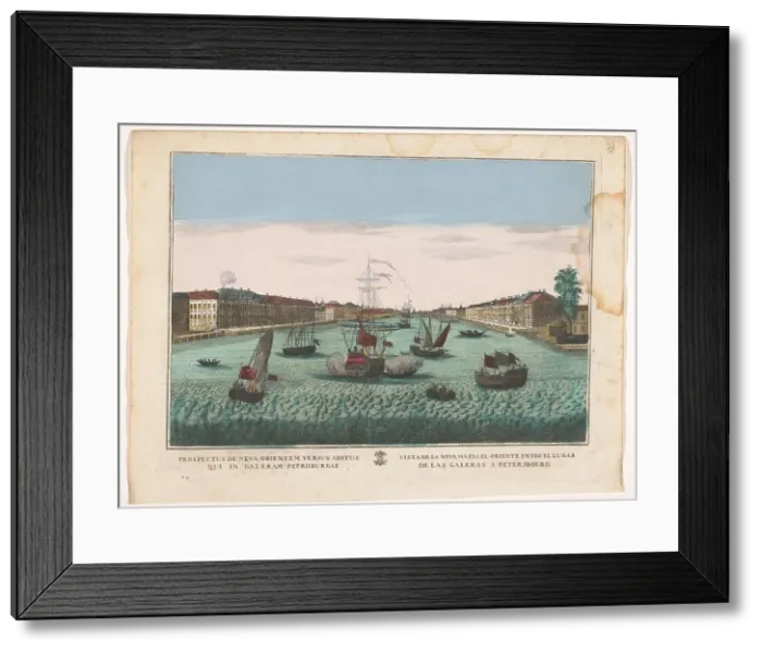 Framed Print : View of the Neva River in Saint Petersburg seen from the west side, 1700-1799. Creator: Unknown Framed Print : View of the Neva River in Saint Petersburg seen from the west side, 1700-1799. Creator: Unknown