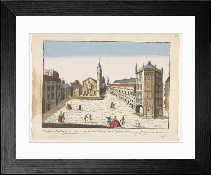 Framed Print : View of the Dom and the Baptisterium in Parma, 1700-1799. Creator: Unknown Framed Print : View of the Dom and the Baptisterium in Parma, 1700-1799. Creator: Unknown