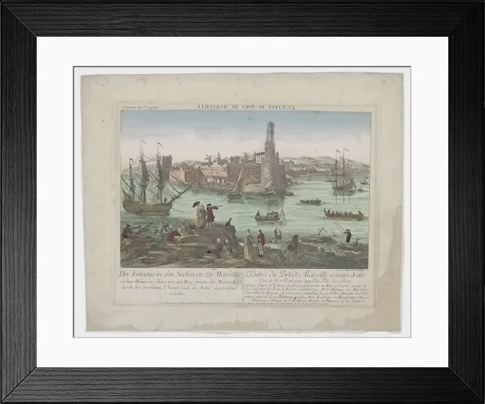 Framed Print : Entrance to the seaport of Marseille, 1755-1779. Creator: Balthasar Friedrich Leizelt Framed Print : Entrance to the seaport of Marseille, 1755-1779. Creator: Balthasar Friedrich Leizelt