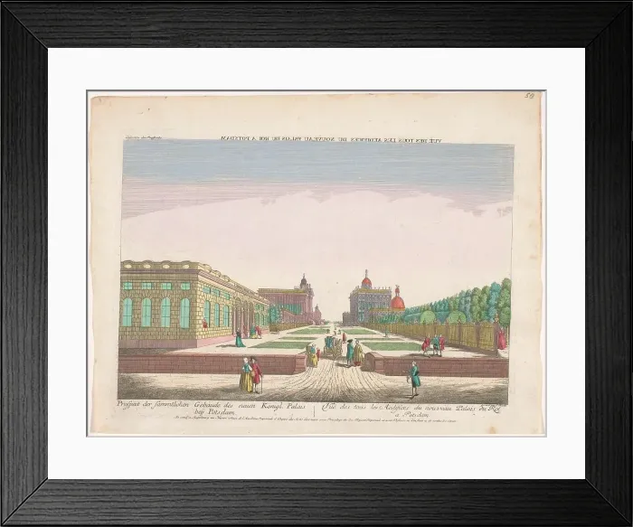 Framed Print : View of the New Palace in Potsdam seen from the garden, 1755-1779. Creator: Johann Anton Riedel Framed Print : View of the New Palace in Potsdam seen from the garden, 1755-1779. Creator: Johann Anton Riedel