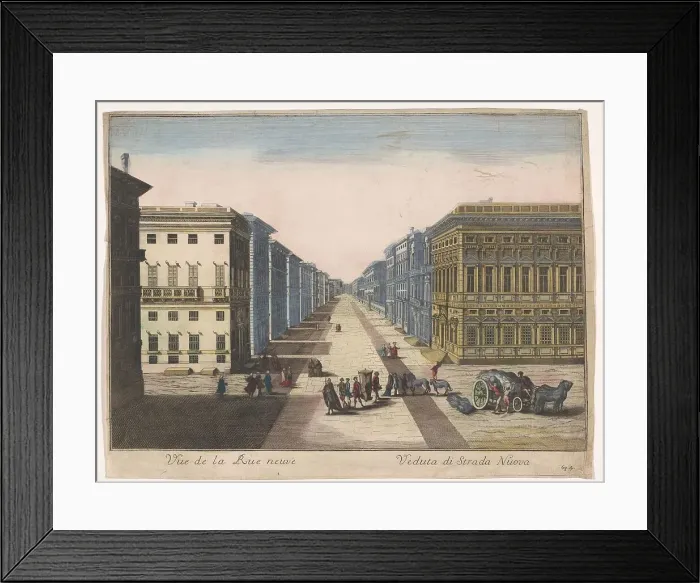 Framed Print : View of the Strada Nuova in Genoa, 1700-1799. Creator: Unknown Framed Print : View of the Strada Nuova in Genoa, 1700-1799. Creator: Unknown
