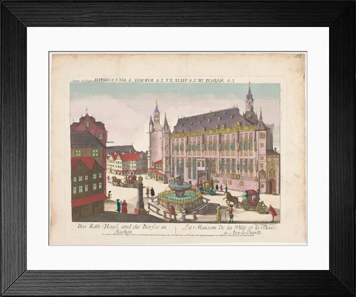Framed Print : View of the Town Hall and the Stock Exchange in Aachen, 1755-1779. Creator: Jean-Jacques Hauer Framed Print : View of the Town Hall and the Stock Exchange in Aachen, 1755-1779. Creator: Jean-Jacques Hauer