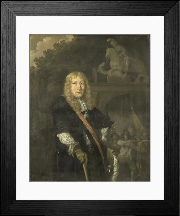 Framed Print : Portrait of an officer of the Leiden civic guard in front of the gate of the headquarters of the St. Creator: Domenicus van Tol Framed Print : Portrait of an officer of the Leiden civic guard in front of the gate of the headquarters of the St. Creator: Domenicus van Tol