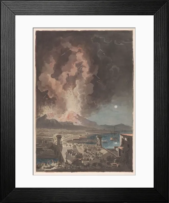 Framed Print : Eruption of Mt Vesuvius, Seen from the Ponte della Maddalena in Naples, c.1783. Creator: Francesco Piranesi Framed Print : Eruption of Mt Vesuvius, Seen from the Ponte della Maddalena in Naples, c.1783. Creator: Francesco Piranesi