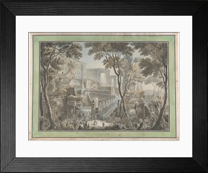 Framed Print : Palazzo of the Villa d'Este in Tivoli, Seen from the Fontana dell'ovato, c.1783-c.1784. Creator: Francesco Piranesi Framed Print : Palazzo of the Villa d'Este in Tivoli, Seen from the Fontana dell'ovato, c.1783-c.1784. Creator: Francesco Piranesi