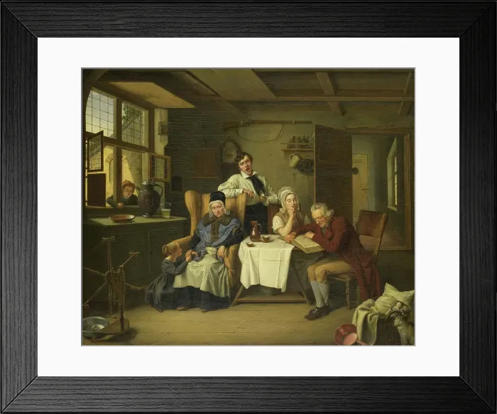 Framed Print : Bible Reading, 1831. Creator: Eduard Pistorius Framed Print : Bible Reading, 1831. Creator: Eduard Pistorius