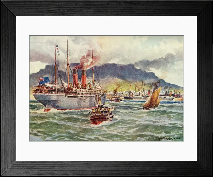 Framed Print : Transports in Table Bay During the South African War, c1900. Creator: Charles John De Lacy Framed Print : Transports in Table Bay During the South African War, c1900. Creator: Charles John De Lacy