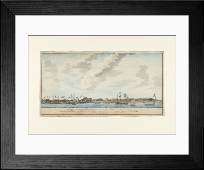 Framed Print : View of the city of Paramaribo and Fort Zeelandia, 1772. Creator: Frederik Jägerschiöld Framed Print : View of the city of Paramaribo and Fort Zeelandia, 1772. Creator: Frederik Jägerschiöld