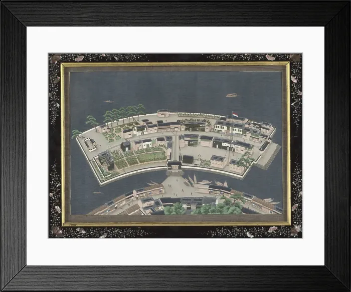 Framed Print : The island of Deshima, c.1833-c.1836. Creator: Workshop of Kawahara Keiga Framed Print : The island of Deshima, c.1833-c.1836. Creator: Workshop of Kawahara Keiga