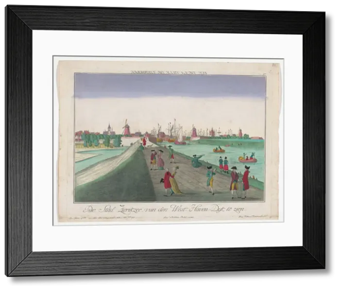 Framed Print : View of the city and West Havendijk in Zierikzee, 1742-1801. Creator: Georg Mathaus Probst Framed Print : View of the city and West Havendijk in Zierikzee, 1742-1801. Creator: Georg Mathaus Probst