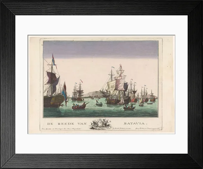 Framed Print : View of the harbour in Batavia, 1742-1801. Creator: Georg Mathaus Probst Framed Print : View of the harbour in Batavia, 1742-1801. Creator: Georg Mathaus Probst