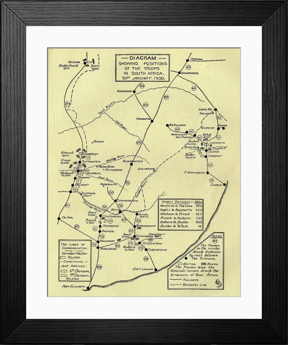 Framed Print : Diagram Showing Positions of the Troops in South Africa, 31st January 1900, (c1900). Creator: Unknown Framed Print : Diagram Showing Positions of the Troops in South Africa, 31st January 1900, (c1900). Creator: Unknown