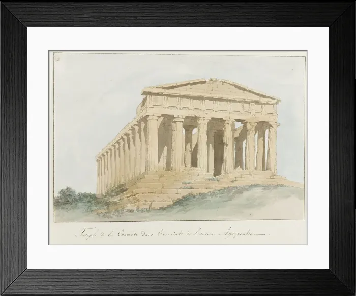 Framed Print : Concorde temple within walls of old Agrigentum, 1778. Creator: Louis Ducros Framed Print : Concorde temple within walls of old Agrigentum, 1778. Creator: Louis Ducros