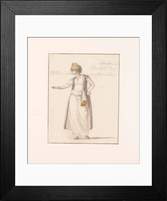 Framed Print : Woman from Smyrna in traditional costume, seen by the travel group in Malta, 1778. Creator: Louis Ducros Framed Print : Woman from Smyrna in traditional costume, seen by the travel group in Malta, 1778. Creator: Louis Ducros