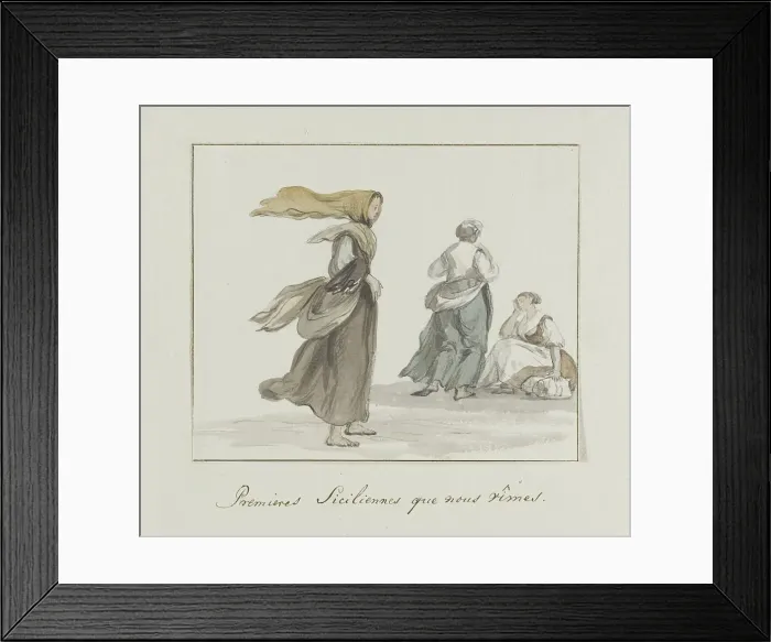Framed Print : First Sicilians who see the travelers, 1778. Creator: Louis Ducros Framed Print : First Sicilians who see the travelers, 1778. Creator: Louis Ducros