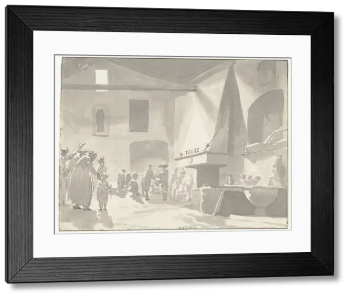 Framed Print : Dining room of the inn in Barletta, 1778. Creator: Louis Ducros Framed Print : Dining room of the inn in Barletta, 1778. Creator: Louis Ducros